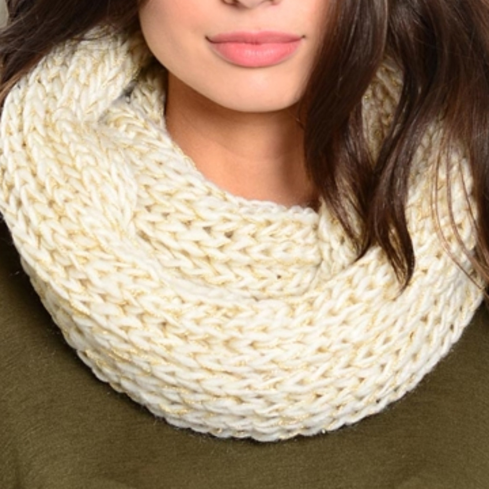Cream Knitted Infinity Scarf